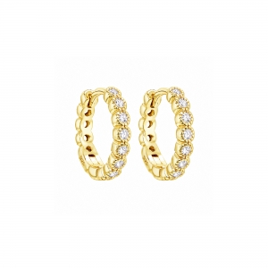 Gold Plated Sterling Silver White CZ Hoop Earrings