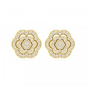 Gold Plated Sterling Silver Moissanite Flower Post Earrings