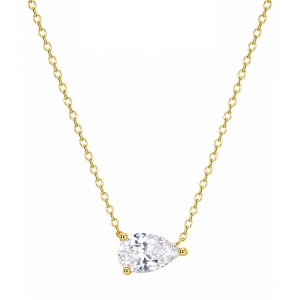 Gold Plated Sterling Silver Pear Shape White CZ Necklace
