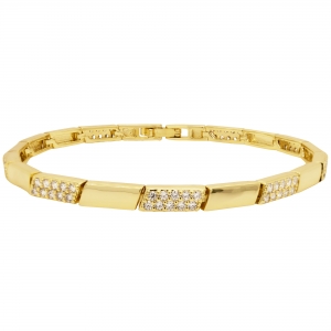 Gold Plated Brass White CZ Bar Bracelet